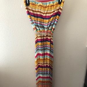 Multicolor Strapless Long Dress